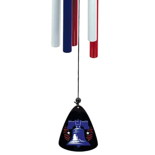 Sunset Vista Designs® 40" Stained Glass Soaring Eagle & Flag Wind Chime